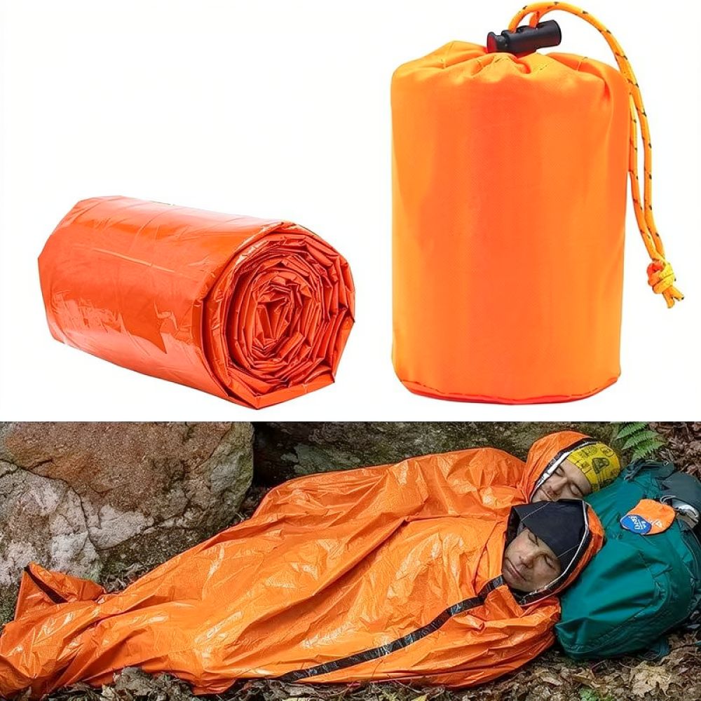 Survival Blanket Reflective - ถุงนอนฉุกเฉินแบบพกพา ให้ความอบอุ่น กันน้ำ ใช้เป็นผ้าห่มสำหรับตั้งแคมป์ อุปกรณ์เอาตัวรอด สำหรับการเดินป่ากลางแจ้ง