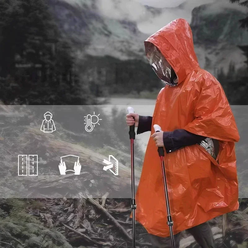 เสื้อกันฝนฉุกเฉินแบบมีฮู้ด กัน - Emergency Poncho Rain บทวิจารณ์และราคา